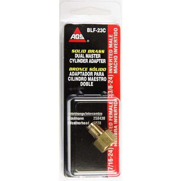 Brass Adapter, Female(7/16-24 Inverted), Male(3/8-24 Inverted), 1/card, Ags, Mfr#: BLF-23C